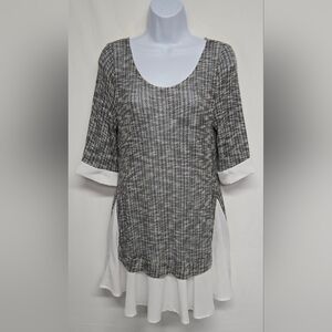 Le Lis M Tunic Top Semi Sheer Stretch Layered Look Pullover U Neck